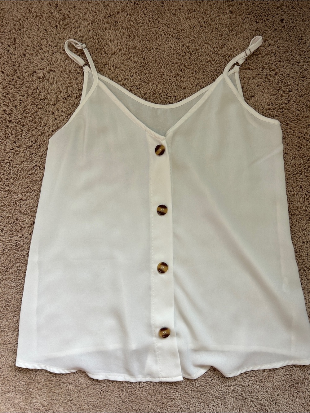 Classic White Button-Front Spaghetti Strap Cami